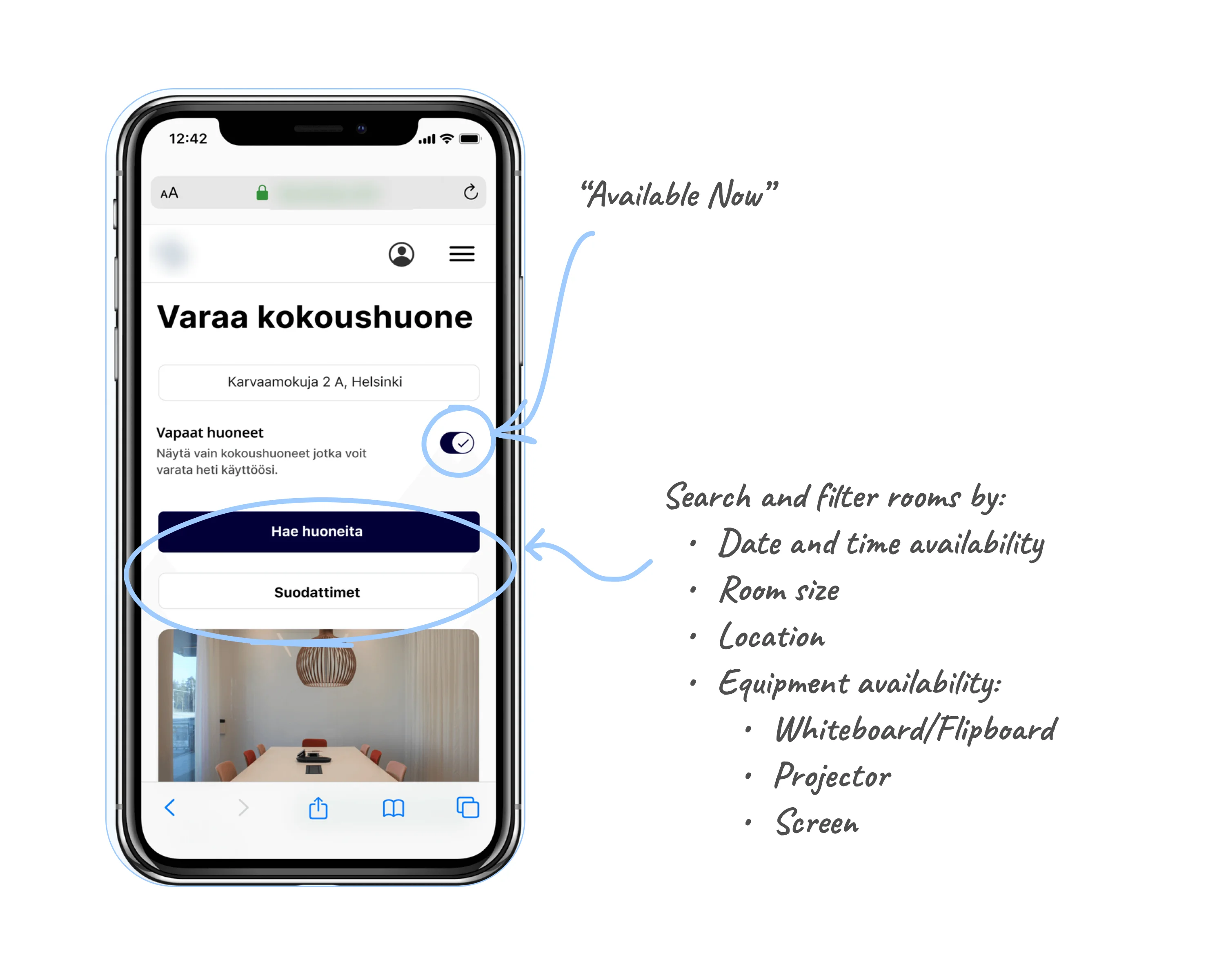 Room booking feature